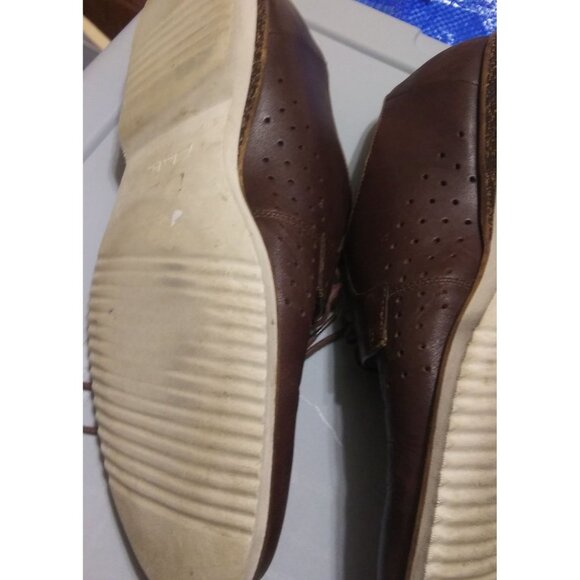 Clarks men's size 9M brown leather oxford lace-up dress shoes cork insoles - Picture 9 of 10